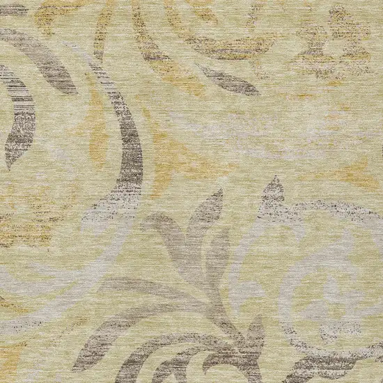 Gold Beige And Taupe Floral Washable Indoor Outdoor Area Rug Photo 4