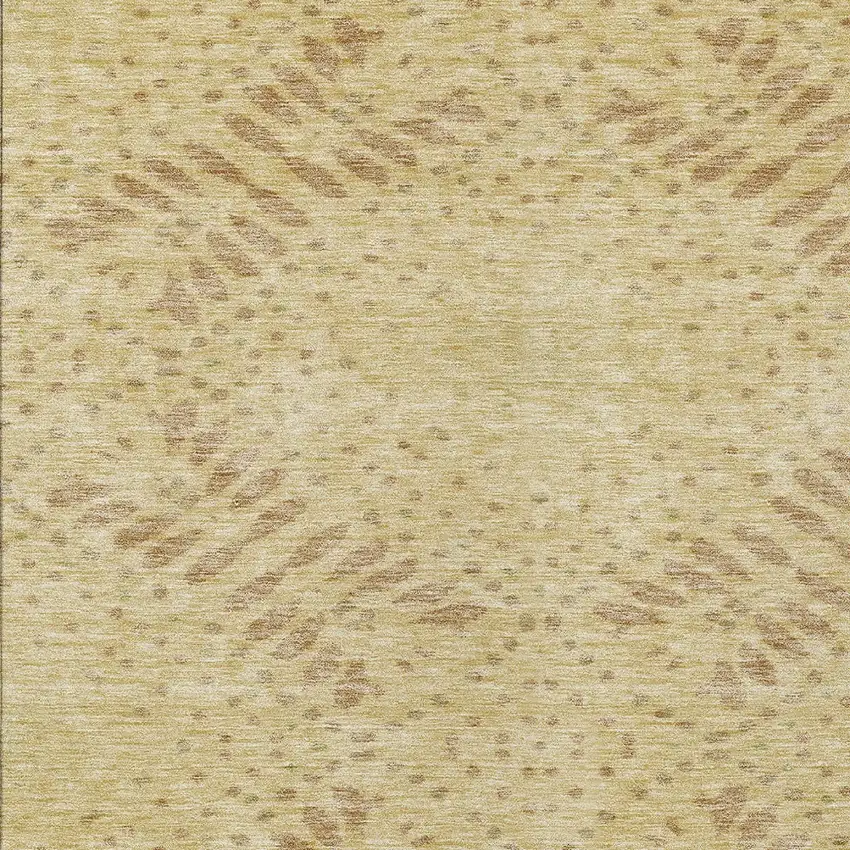 Gold Beige And Taupe Floral Washable Indoor Outdoor Area Rug Photo 5