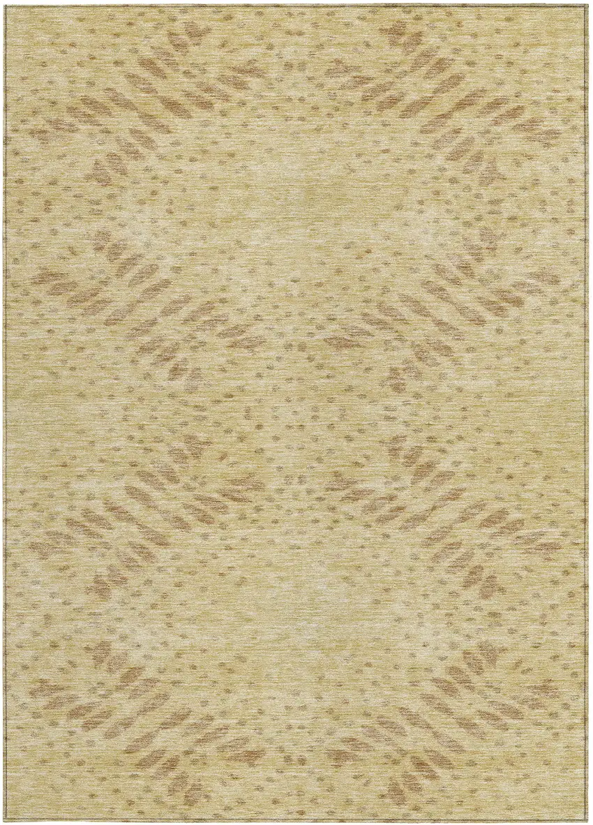 Gold Beige And Taupe Floral Washable Indoor Outdoor Area Rug Photo 6
