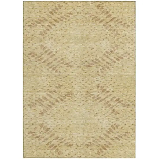 Gold Beige And Taupe Floral Washable Indoor Outdoor Area Rug Photo 6