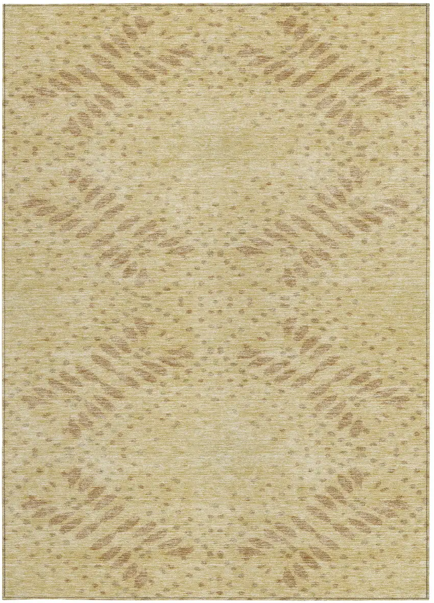 Gold Beige And Taupe Floral Washable Indoor Outdoor Area Rug Photo 6