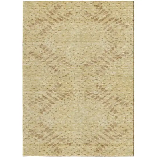 Gold Beige And Taupe Floral Washable Indoor Outdoor Area Rug Photo 6
