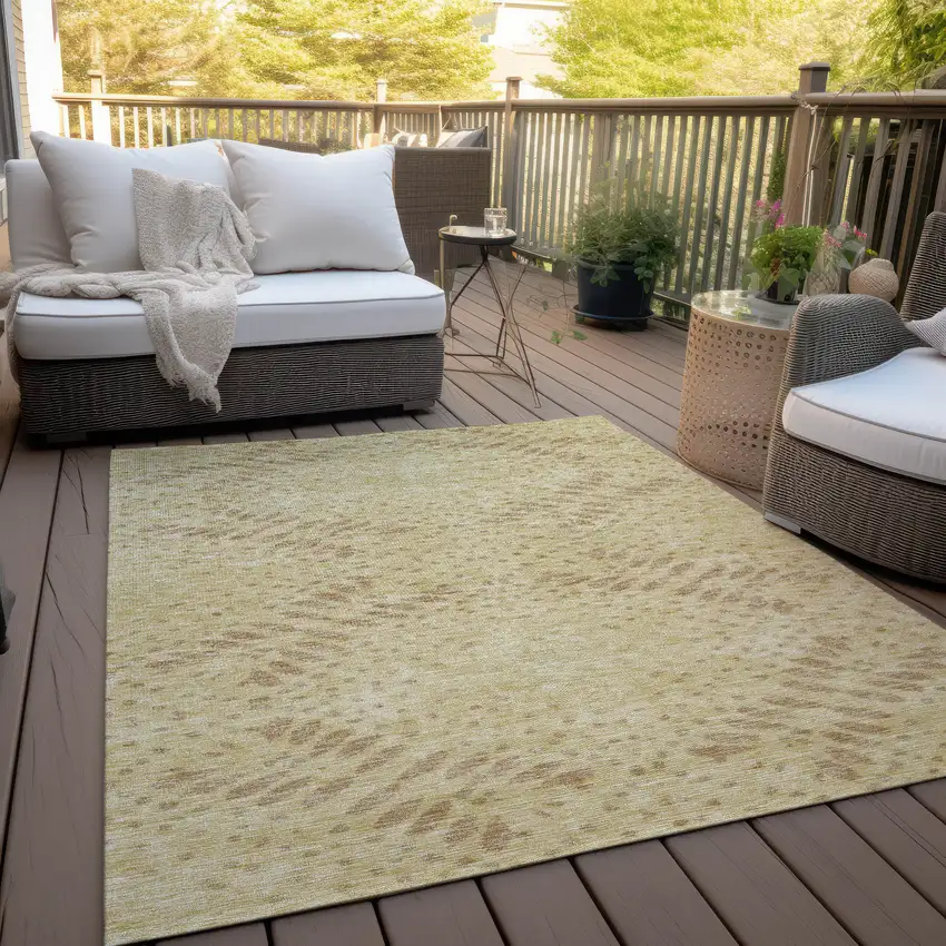 Gold Beige And Taupe Floral Washable Indoor Outdoor Area Rug Photo 7