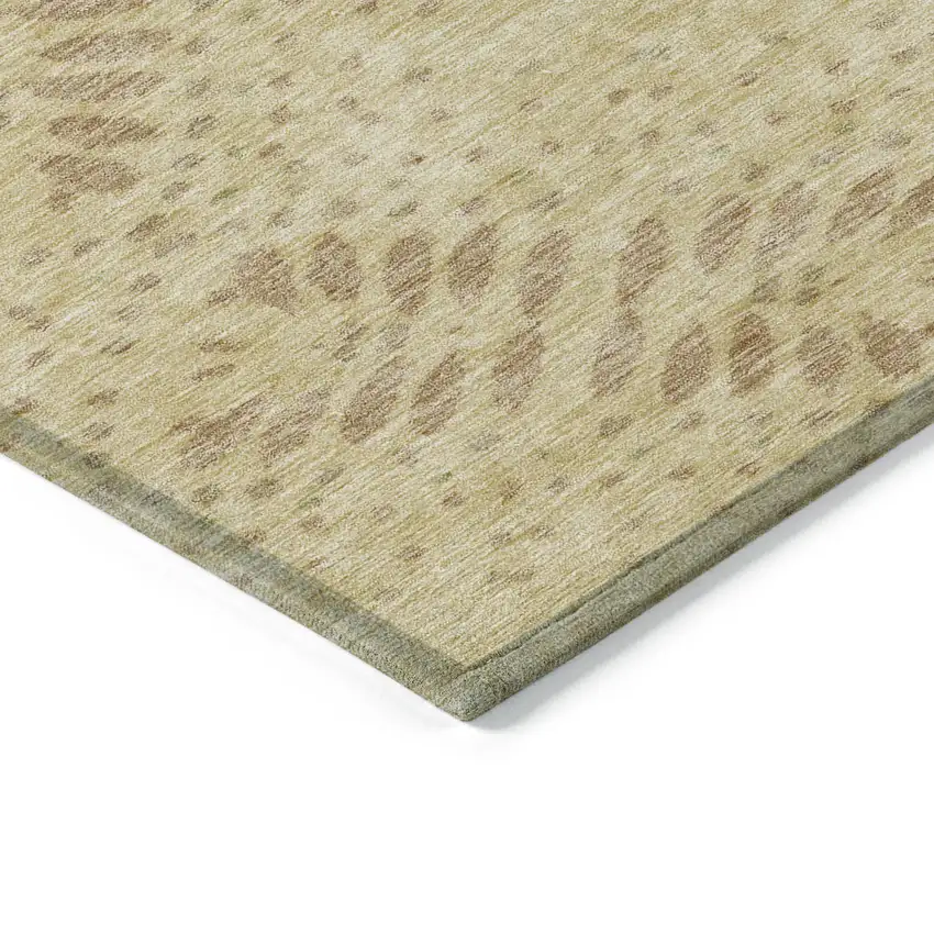 Gold Beige And Taupe Floral Washable Indoor Outdoor Area Rug Photo 4