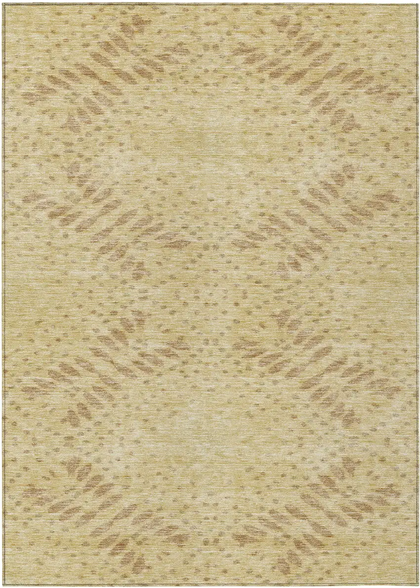 Gold Beige And Taupe Floral Washable Indoor Outdoor Area Rug Photo 2