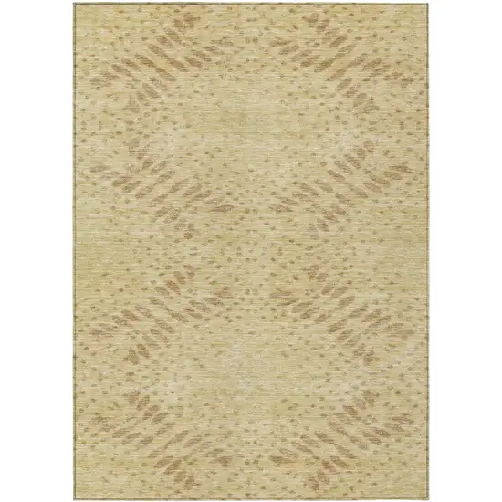 Gold Beige And Taupe Floral Washable Indoor Outdoor Area Rug Photo 2
