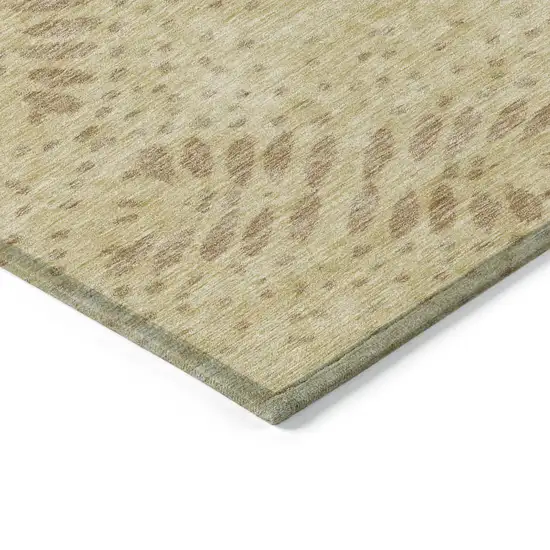 Gold Beige And Taupe Floral Washable Indoor Outdoor Area Rug Photo 5