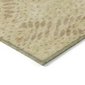 Photo of Gold Beige And Taupe Floral Washable Indoor Outdoor Area Rug