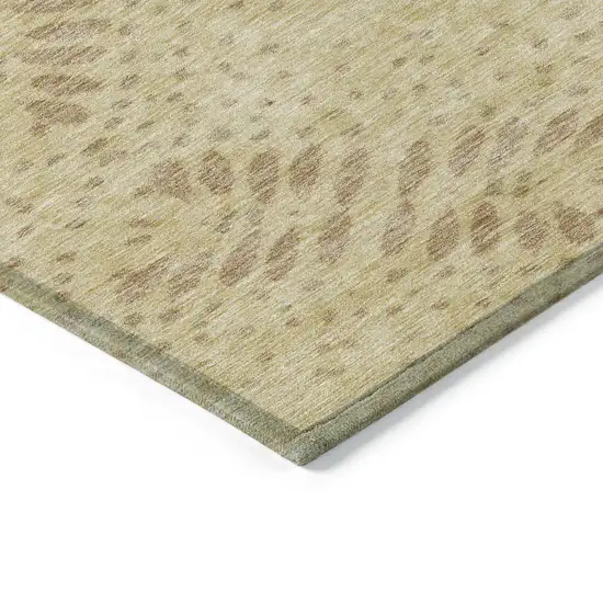 Gold Beige And Taupe Floral Washable Indoor Outdoor Area Rug Photo 5