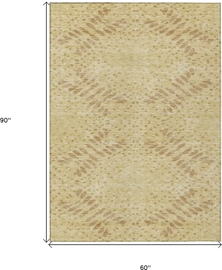 Gold Beige And Taupe Floral Washable Indoor Outdoor Area Rug Photo 3