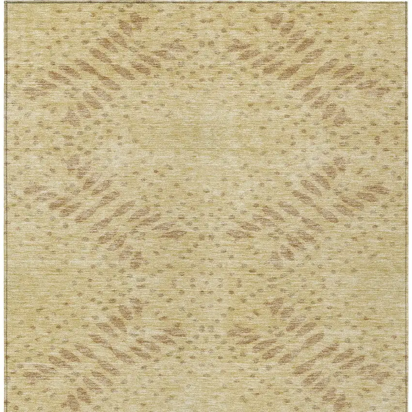 Gold Beige And Taupe Floral Washable Indoor Outdoor Area Rug Photo 7