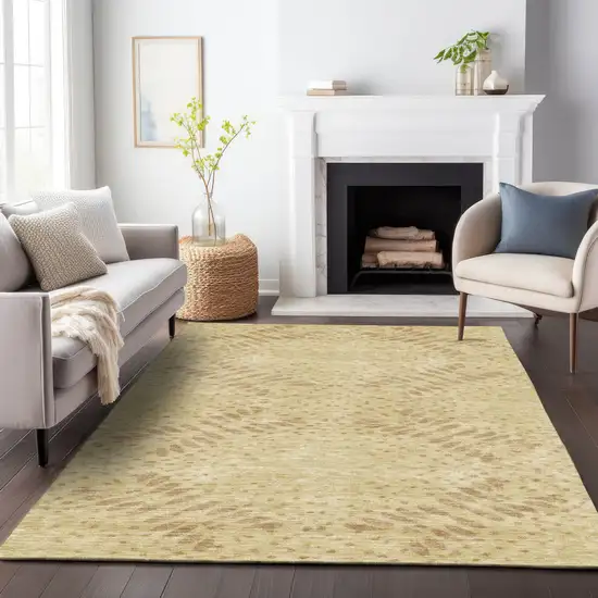 Gold Beige And Taupe Floral Washable Indoor Outdoor Area Rug Photo 9