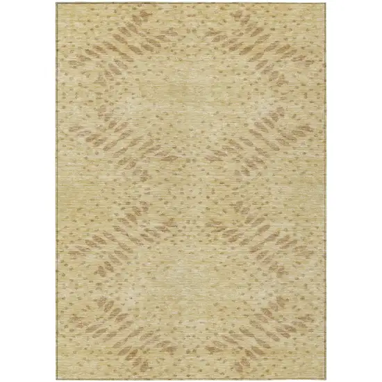 Gold Beige And Taupe Floral Washable Indoor Outdoor Area Rug Photo 2