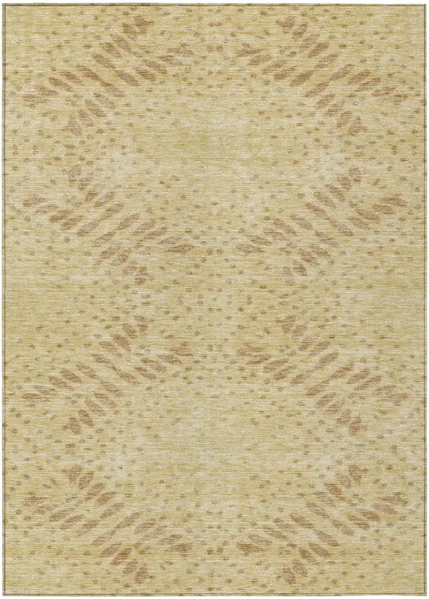 Gold Beige And Taupe Floral Washable Indoor Outdoor Area Rug Photo 2