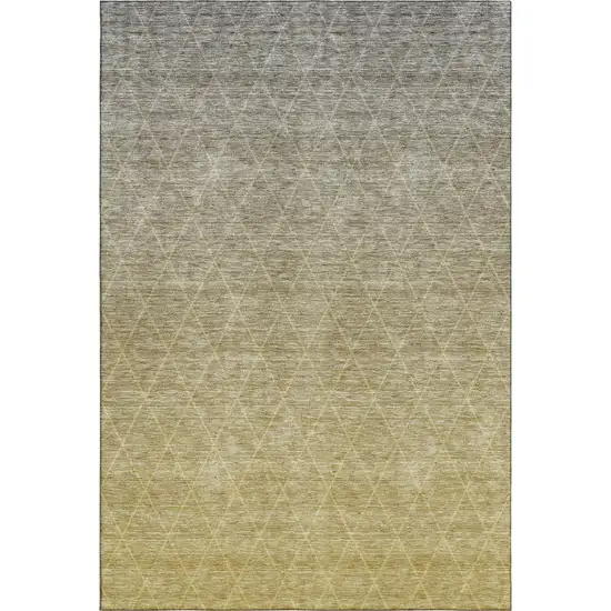 Gold Beige And Taupe Geometric Washable Area Rug With UV Protection Photo 5