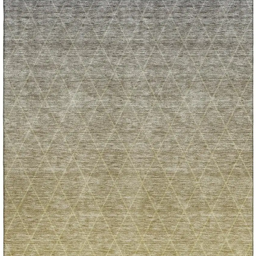 Gold Beige And Taupe Geometric Washable Area Rug With UV Protection Photo 5