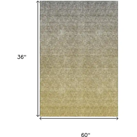 Gold Beige And Taupe Geometric Washable Area Rug With UV Protection Photo 3