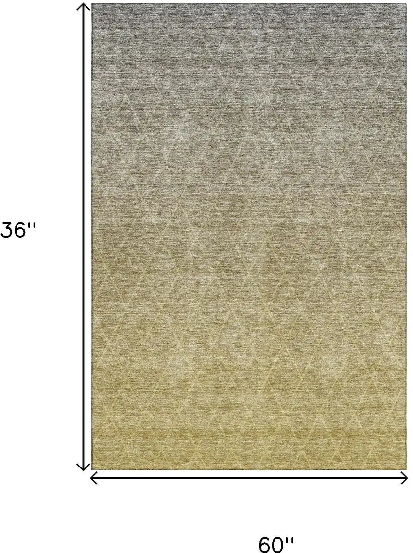 Gold Beige And Taupe Geometric Washable Area Rug With UV Protection Photo 3