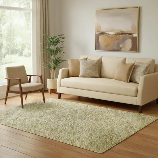 Gold Beige And Taupe Geometric Washable Area Rug With UV Protection Photo 2