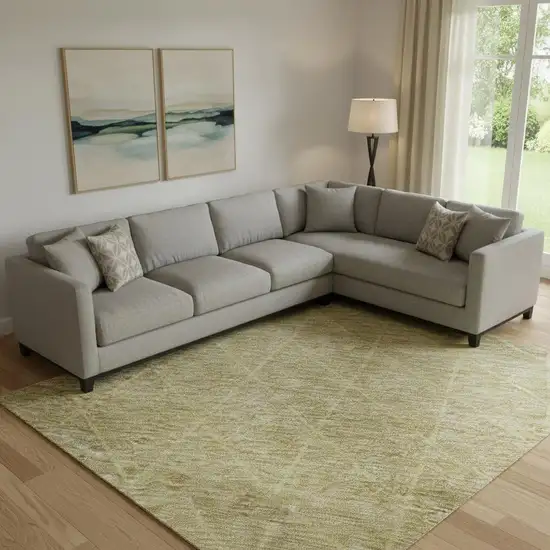 Gold Beige And Taupe Geometric Washable Area Rug With UV Protection Photo 2