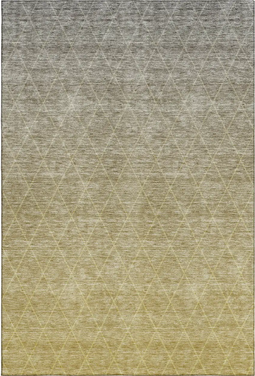 Gold Beige And Taupe Geometric Washable Area Rug With UV Protection Photo 4