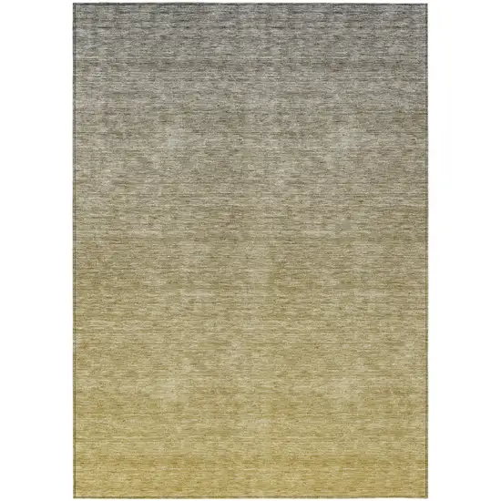 Gold Beige And Taupe Ombre Washable Indoor Outdoor Area Rug Photo 2