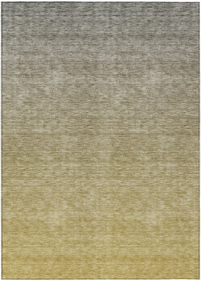 Gold Beige And Taupe Ombre Washable Indoor Outdoor Area Rug Photo 2