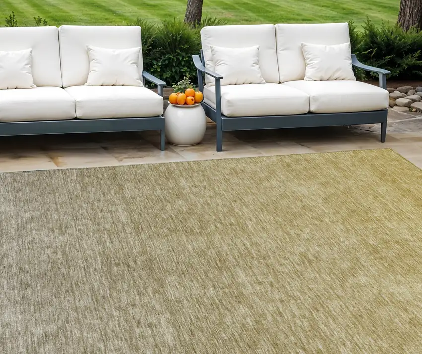 Gold Beige And Taupe Ombre Washable Indoor Outdoor Area Rug Photo 1