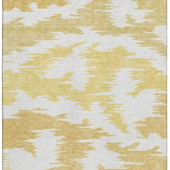 Gold Beige And Wheat Abstract Washable Area Rug With UV Protection Photo 4