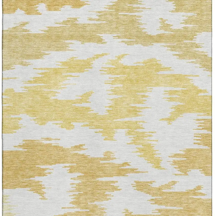 Gold Beige And Wheat Abstract Washable Area Rug With UV Protection Photo 3