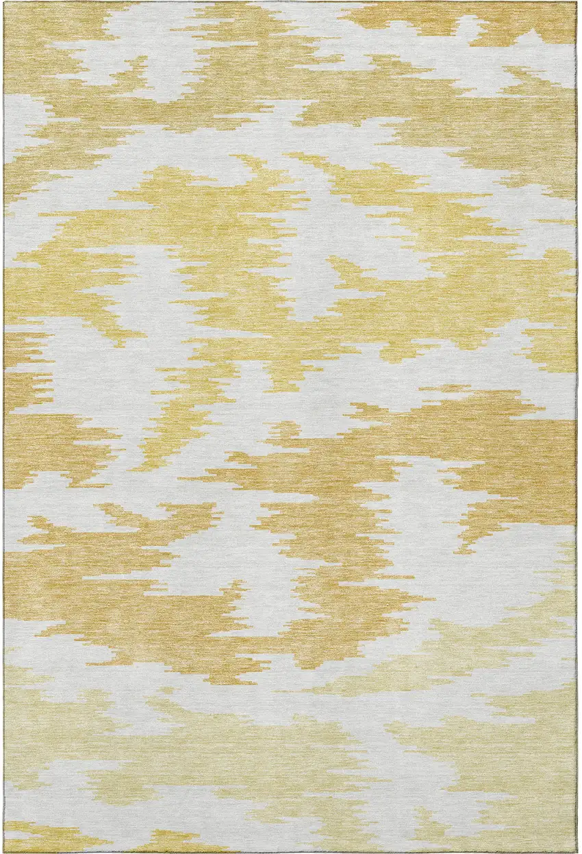 Gold Beige And Wheat Abstract Washable Area Rug With UV Protection Photo 4