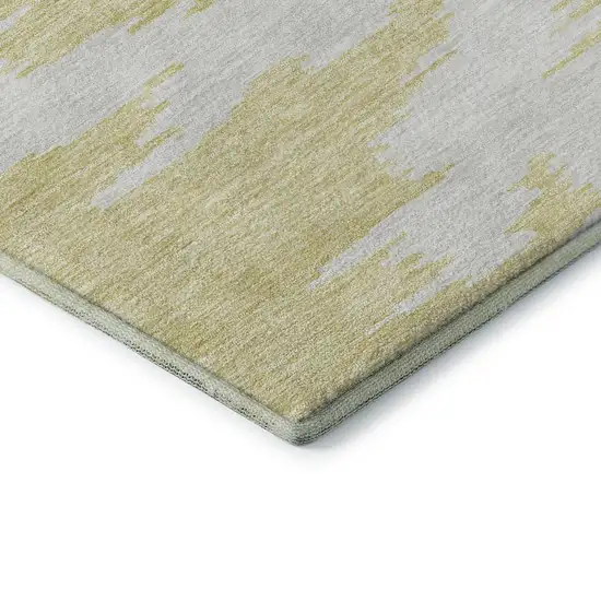 Gold Beige And Wheat Abstract Washable Area Rug With UV Protection Photo 8