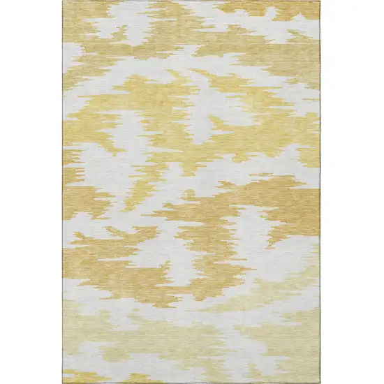 Gold Beige And Wheat Abstract Washable Area Rug With UV Protection Photo 4