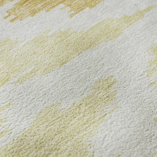 Gold Beige And Wheat Abstract Washable Area Rug With UV Protection Photo 9