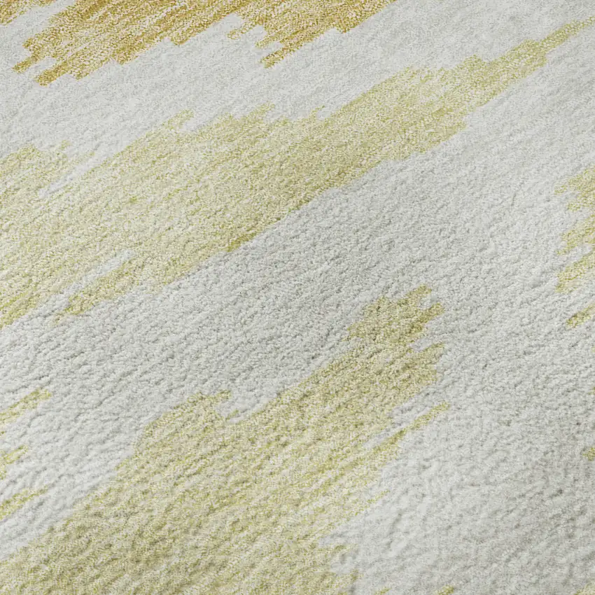 Gold Beige And Wheat Abstract Washable Area Rug With UV Protection Photo 9
