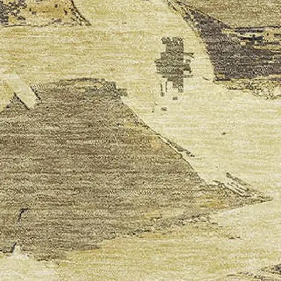 Gold Beige And Wheat Abstract Washable Area Rug With UV Protection Photo 2