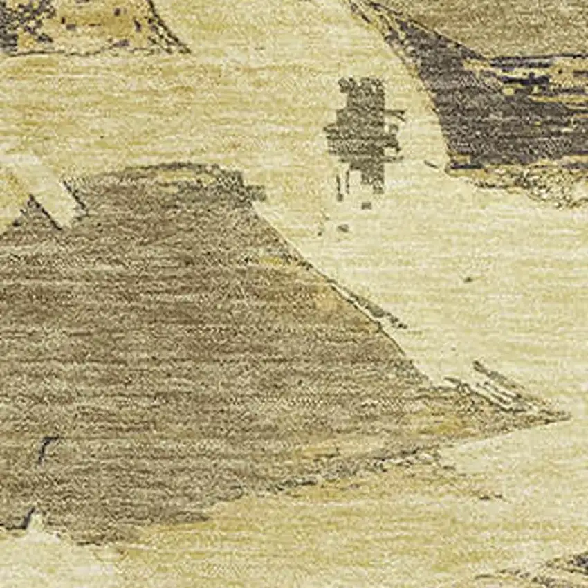 Gold Beige And Wheat Abstract Washable Area Rug With UV Protection Photo 2