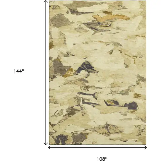 Gold Beige And Wheat Abstract Washable Area Rug With UV Protection Photo 9