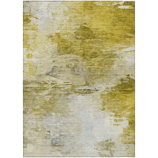 Gold Beige And Wheat Abstract Washable Indoor Outdoor Area Rug Photo 2