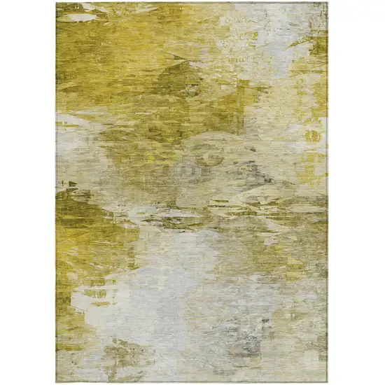 Gold Beige And Wheat Abstract Washable Indoor Outdoor Area Rug Photo 6