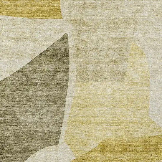 Gold Beige And Wheat Abstract Washable Indoor Outdoor Area Rug Photo 5