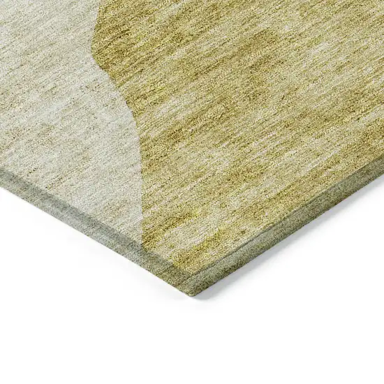 Gold Beige And Wheat Abstract Washable Indoor Outdoor Area Rug Photo 5