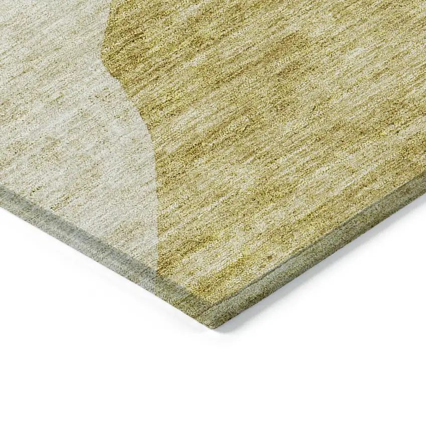 Gold Beige And Wheat Abstract Washable Indoor Outdoor Area Rug Photo 5