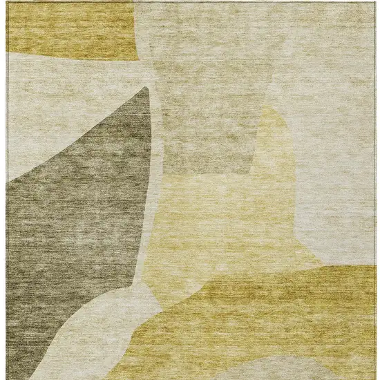 Gold Beige And Wheat Abstract Washable Indoor Outdoor Area Rug Photo 6