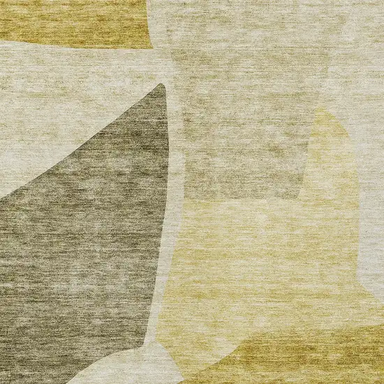 Gold Beige And Wheat Abstract Washable Indoor Outdoor Area Rug Photo 6