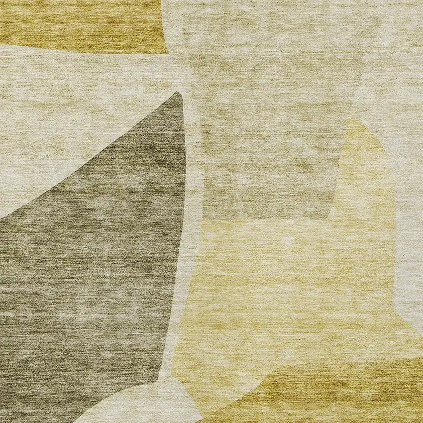 Gold Beige And Wheat Abstract Washable Indoor Outdoor Area Rug Photo 6