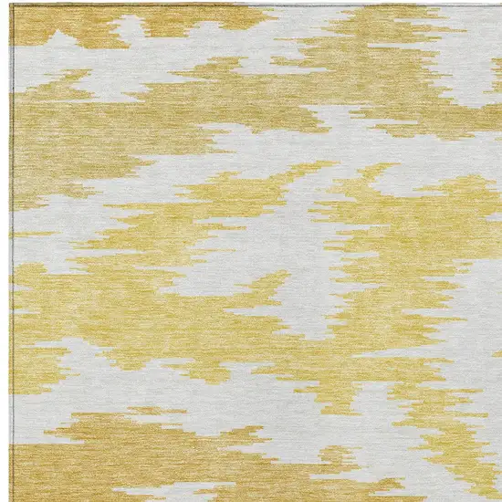 Gold Beige And Wheat Abstract Washable Indoor Outdoor Area Rug Photo 4