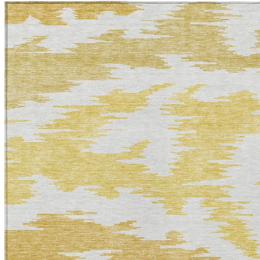 Gold Beige And Wheat Abstract Washable Indoor Outdoor Area Rug Photo 4