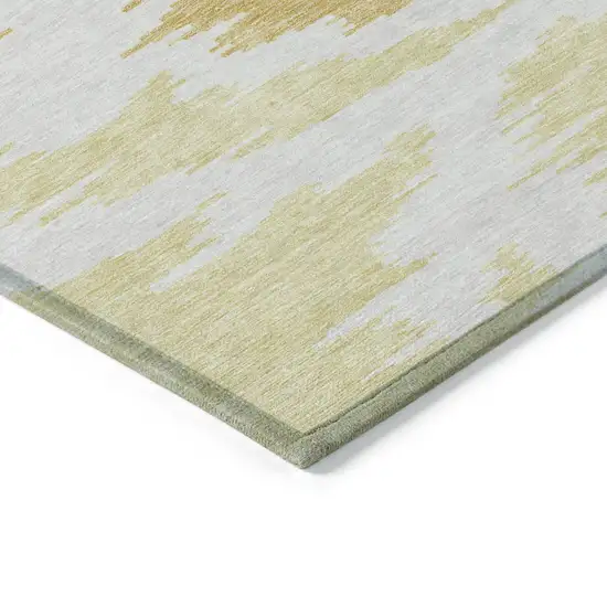 Gold Beige And Wheat Abstract Washable Indoor Outdoor Area Rug Photo 3