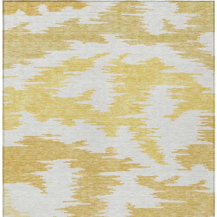 Gold Beige And Wheat Abstract Washable Indoor Outdoor Area Rug Photo 4